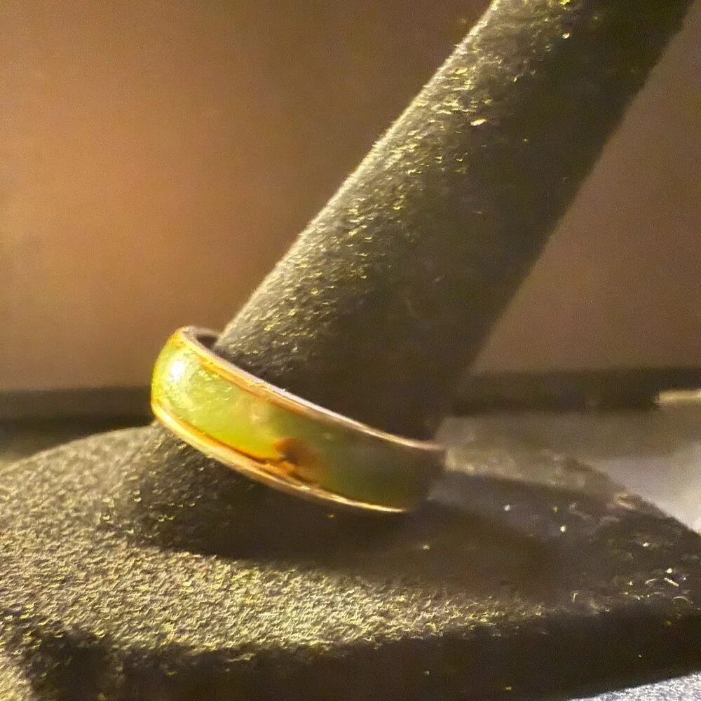 Men's Vintage ICQ Natural Stone Tiger Eye Band Ring Size 9